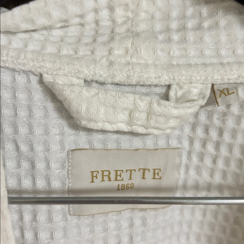 Frette 1860 Waffle 100% Cotton Unisex White Short Sleeve Bathrobe Size XL - Picture 5 of 9